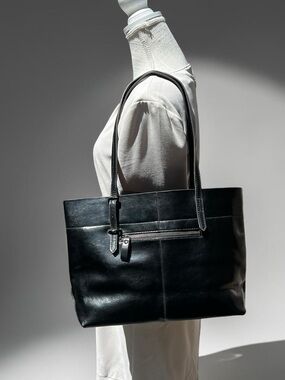 🌻Kattee Black Leather Tote Bag Shoulder Purse Zip Top Women's Large Handbag